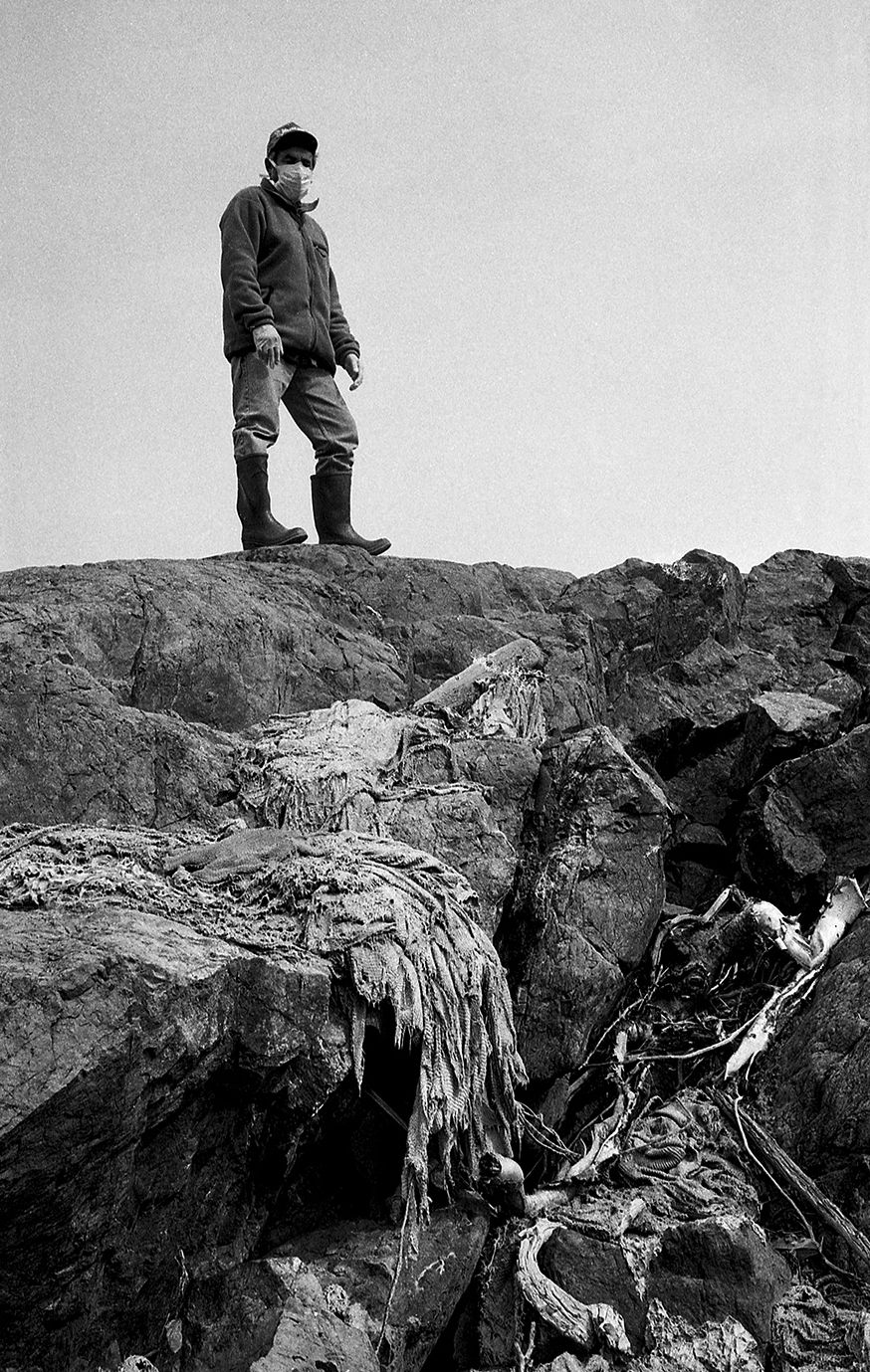 Abandoned Uranium Sacks, once filled with crushed radioactive ore and carried by Dene natives, now lie rotting in the sun at Port Radium, the world’s first uranium mine