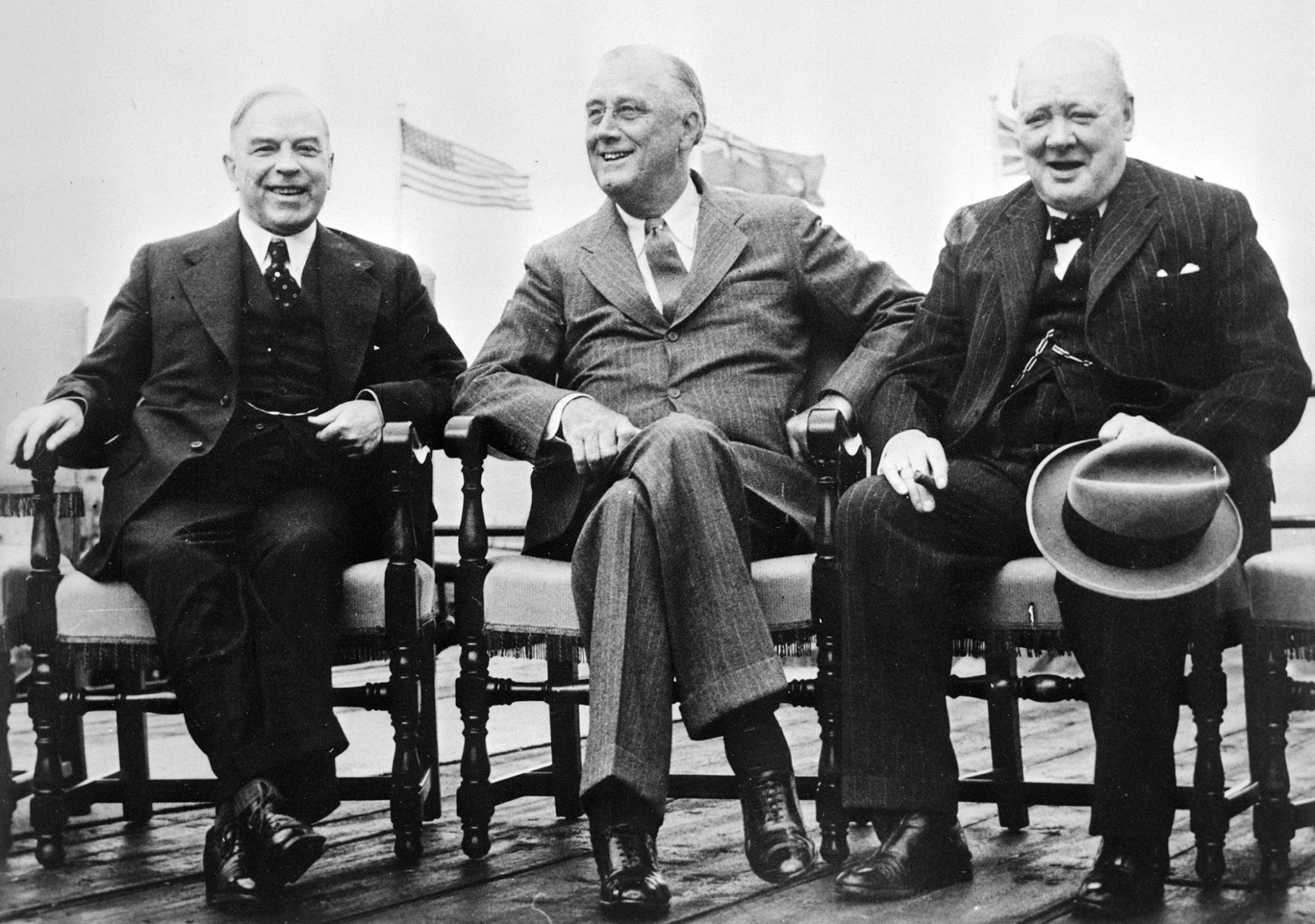 Mackenzie King hosted President Roosevelt and Prime Minister Winston Churchill in Quebec City August 11-24, 1943 to discuss military operations in the fight against Nazi Germany and the development of the atom bomb